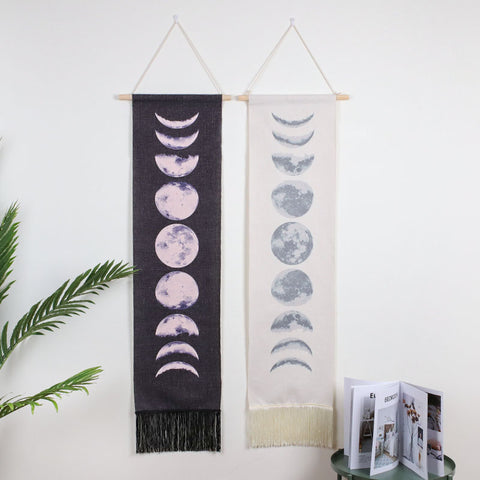 Black moon phase tapestry