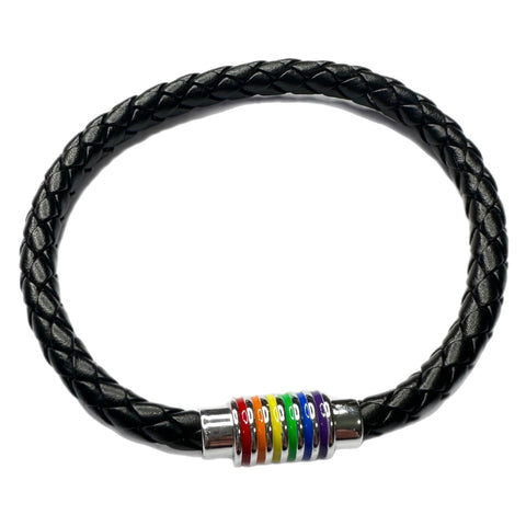 Leather pride bracelet