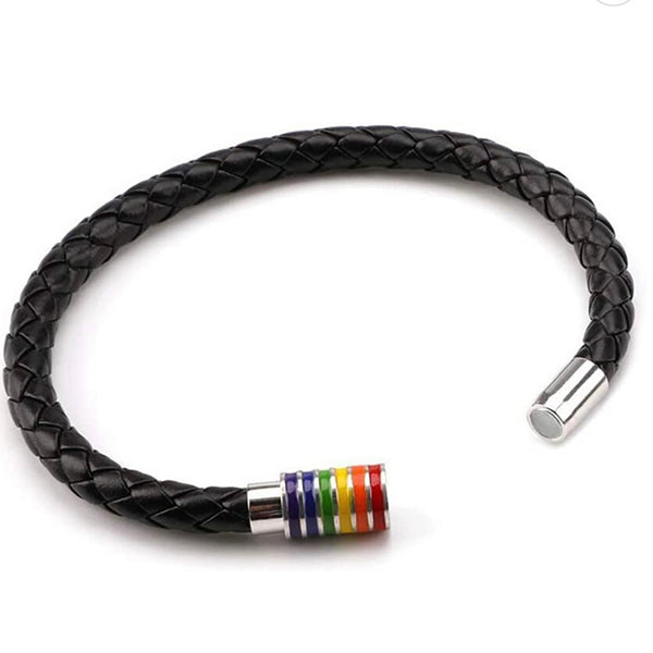 Leather pride bracelet