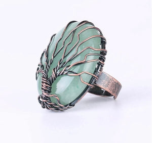 Green Aventurine Tree of Life Ring