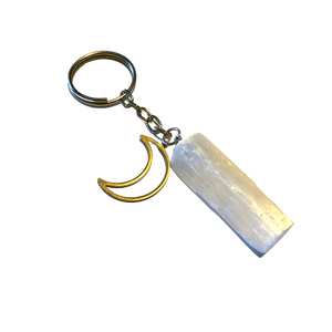 Selenite Rough Gemstone Key Chain ~ "Aura Clearing"